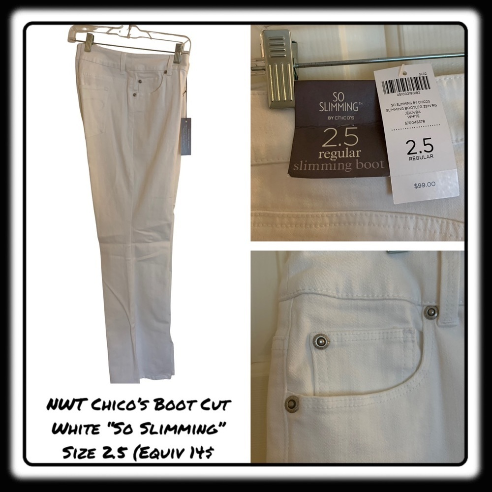 NWT Chicos “So Slimming” boot-cut denim white 5-pocket sz 2.5 (approx 14)